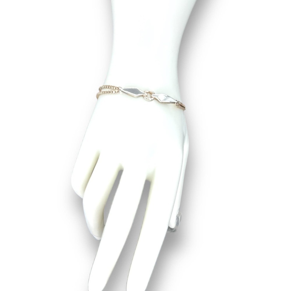 Sterling Silver Bracelet Minimalist Double Chain Box Link Bracelet 7"